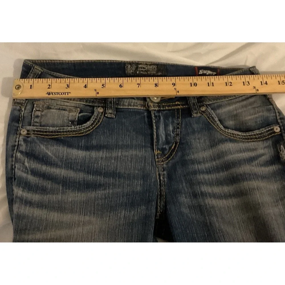 Y2K Silver Jeans AIKO MID FLARE Super Stretch Jeans Tag 25 x 32 (25x31) - Picture 11 of 14